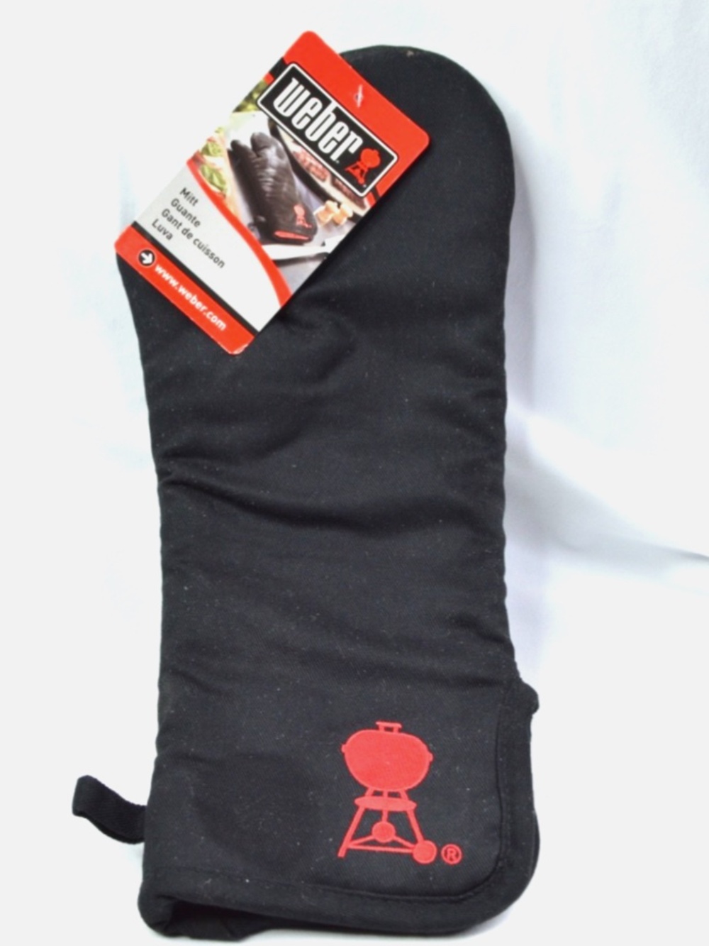 Weber BBQ Grill Mitt Glove Black & Red Kettle 15" NWT 6532